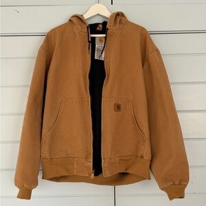 Men’s Carhartt Hooded Lined Canvas Jacket - Size Large - Camel color